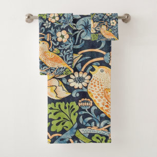 William Morris Strawberry Thief Floral Pattern Bath Towel Set
