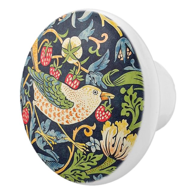 William Morris Strawberry Thief Floral Pattern Ceramic Knob (Right)