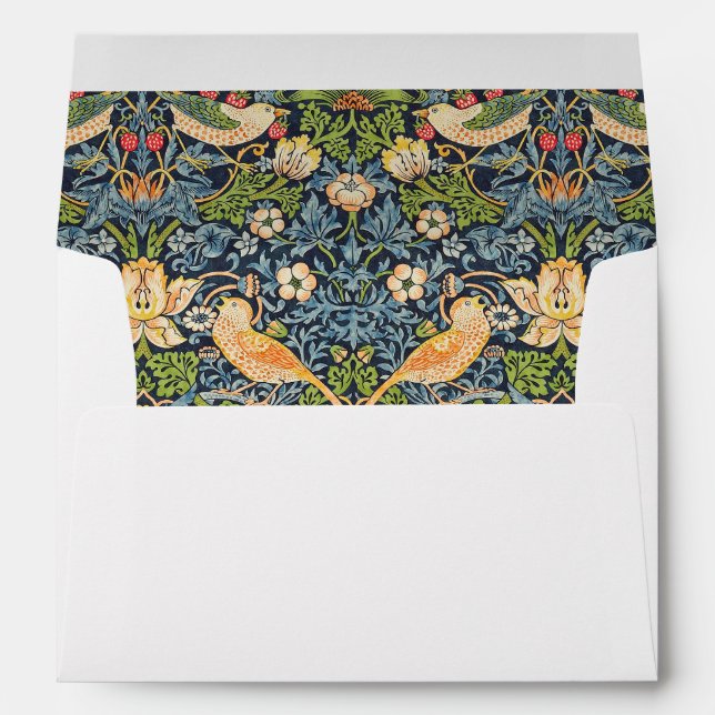 William Morris Strawberry Thief Floral Pattern Envelope (Back (Bottom))