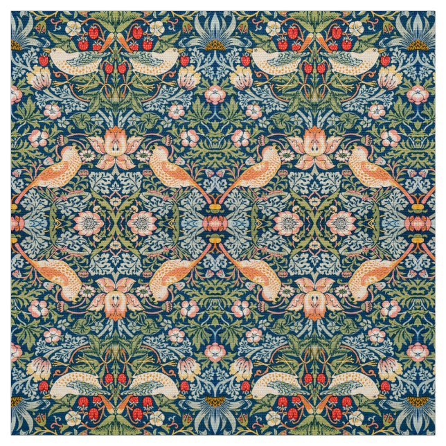 William Morris Strawberry Thief Floral Pattern Fabric (Swatch)