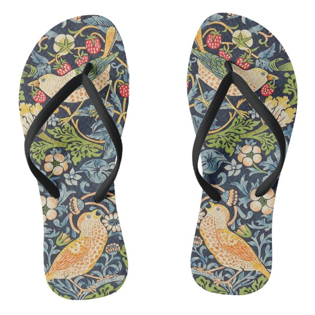 William Morris Strawberry Thief Floral Pattern Jandals (Footbed)