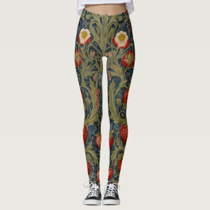 William Morris Strawberry Thief Floral Pattern  Leggings