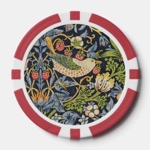 William Morris - Strawberry Thief Floral Pattern Poker Chips
