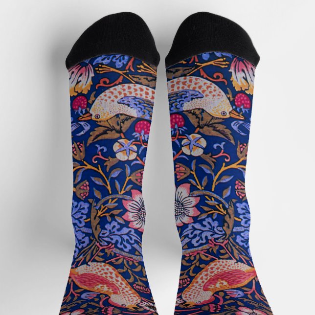 William Morris Strawberry Thief Floral Pattern Socks (Top)