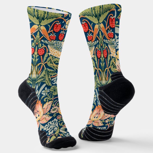 William Morris Strawberry Thief Floral Pattern Socks (Angled)