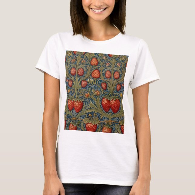 William Morris Strawberry Thief Floral Pattern  T-Shirt (Front)