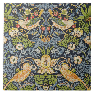 William Morris - Strawberry Thief Floral Pattern Tile