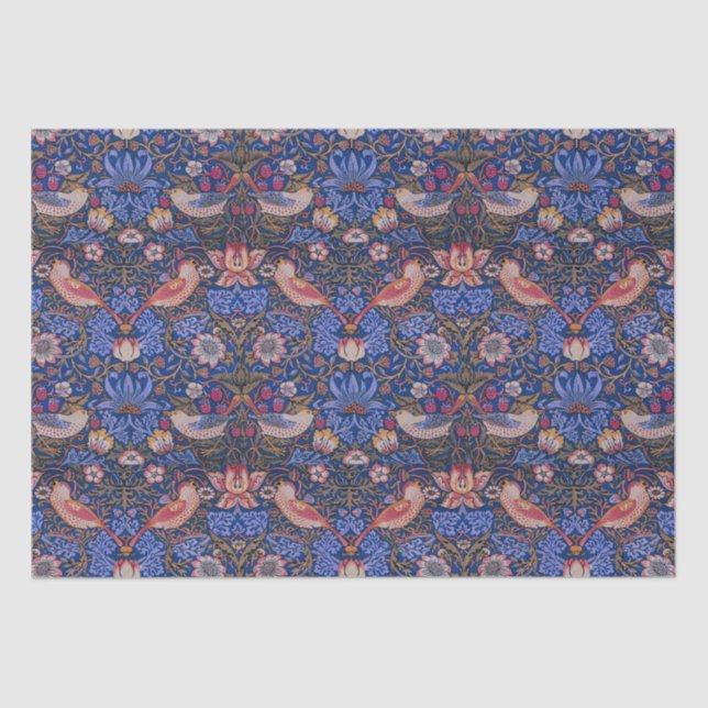 William Morris Strawberry Thief Floral Pattern Tissue Paper (Front)