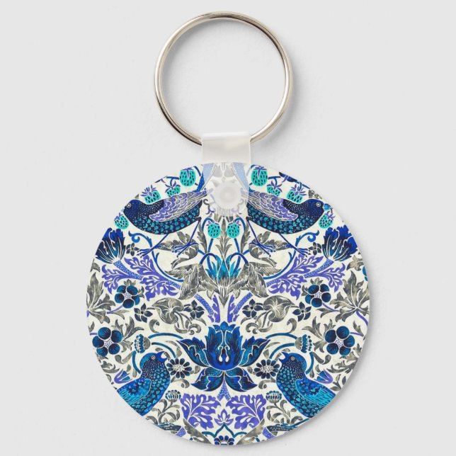 William Morris Strawberry Thief - Inverted Key Ring (Front)