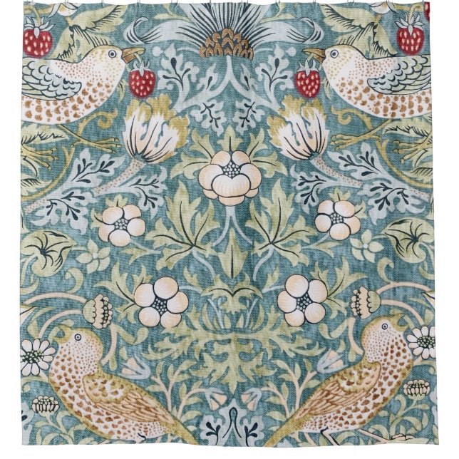 William Morris Strawberry Thief Light Design Shower Curtain (Front)