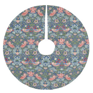 William Morris Strawberry Thief Navy Coral Brushed Polyester Tree Skirt