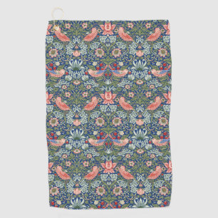 William Morris Strawberry Thief Navy Coral Golf Towel