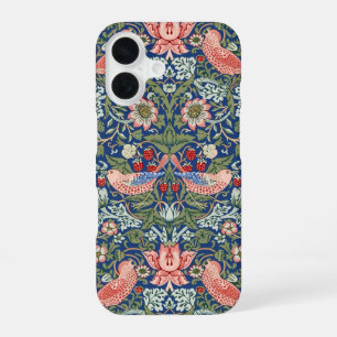 William Morris Strawberry Thief Navy Coral iPhone 16 Case