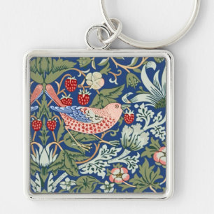 William Morris Strawberry Thief Navy Coral Key Ring