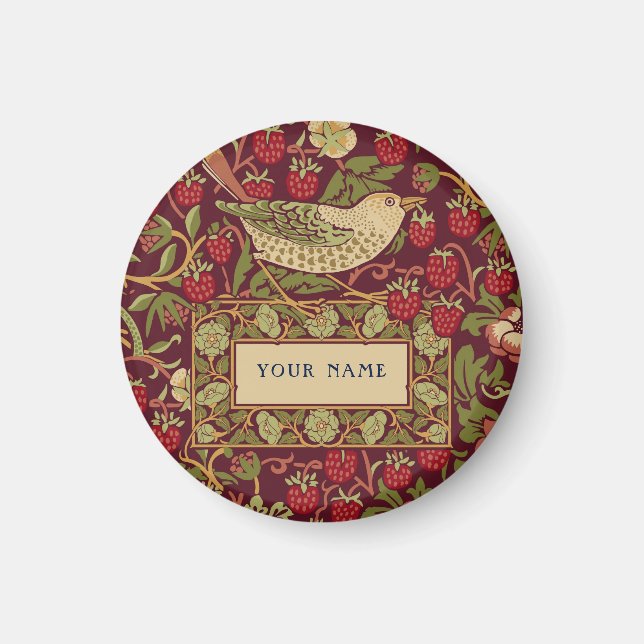 William Morris Strawberry Thief Pattern Design Magnet (Front)