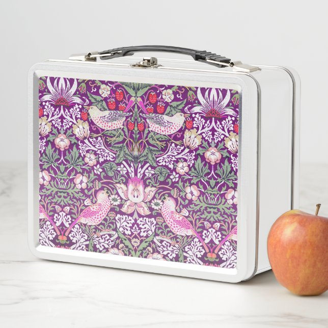 William Morris Strawberry Thief Pattern Metal Lunc Metal Lunch Box (In Situ)