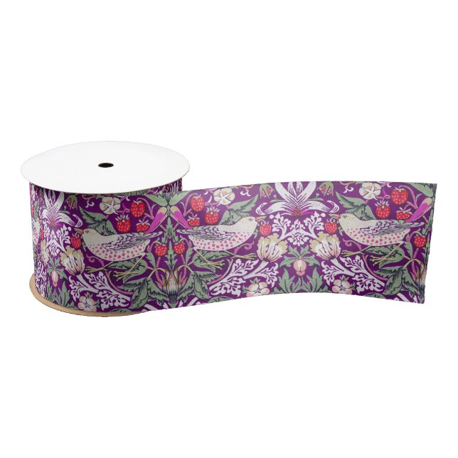 William Morris Strawberry Thief Pattern Satin Ribb Ribbon (Spool)