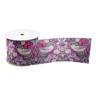 William Morris Strawberry Thief Pattern Satin Ribb Satin Ribbon