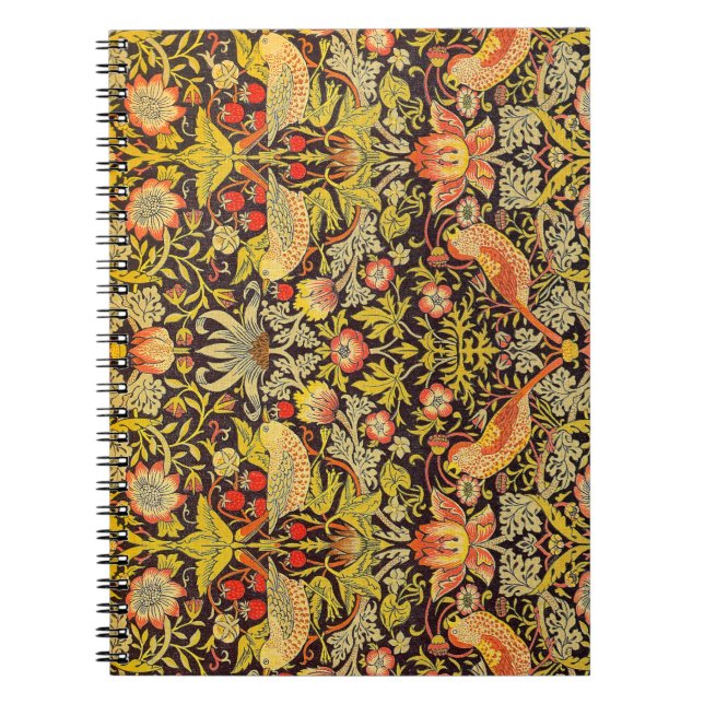 William Morris Strawberry Thief Pattern Spiral Notebook (Front)