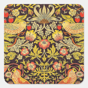 William Morris Strawberry Thief Pattern Square Sticker