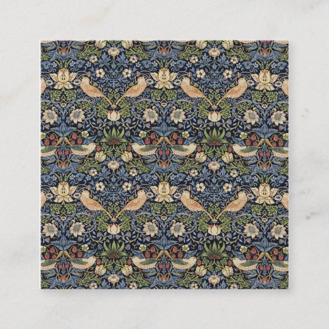 William Morris Strawberry Thief Square Business Card (Front)