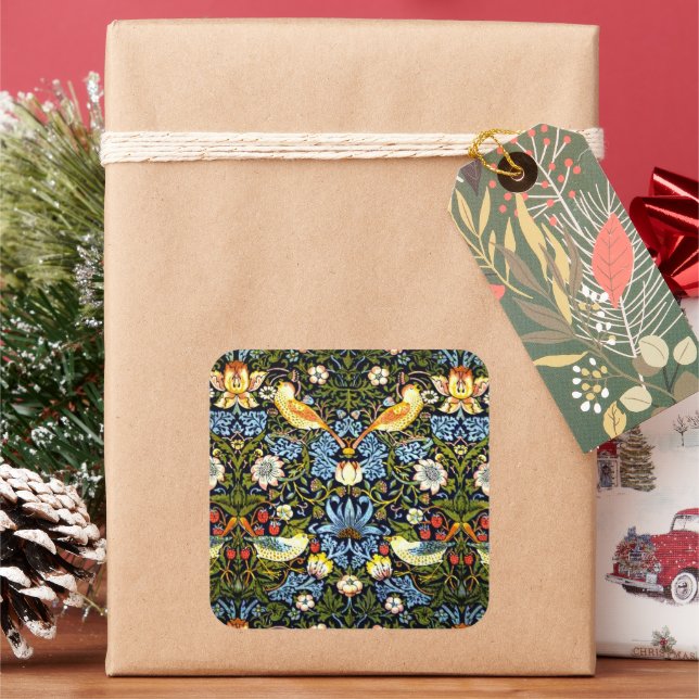 William Morris: Strawberry Thief Square Sticker (Holiday)