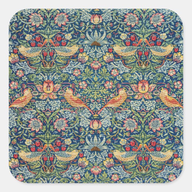 William Morris - Strawberry Thief Square Sticker (Front)