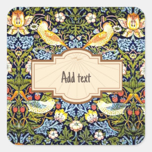 William Morris: Strawberry Thief TEMPLATE, Square Sticker