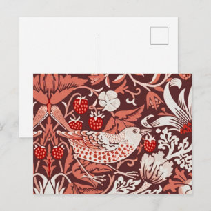 William Morris Strawberry Thief Terracotta Bird Postcard