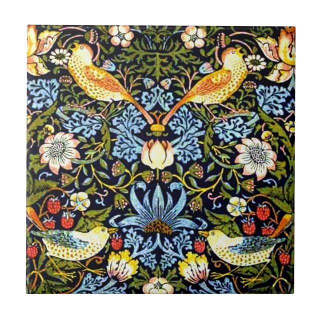 William Morris - Strawberry Thief Tile (Front)