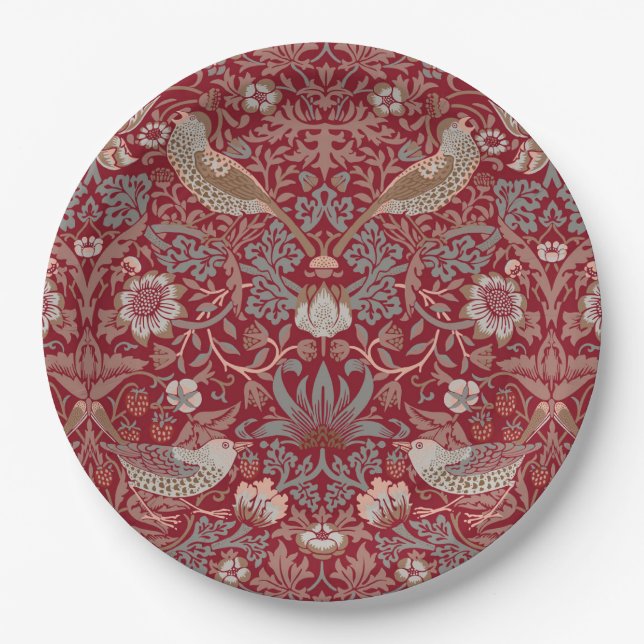 William Morris Strawberry Thief Wrapping Paper Plate (Front)