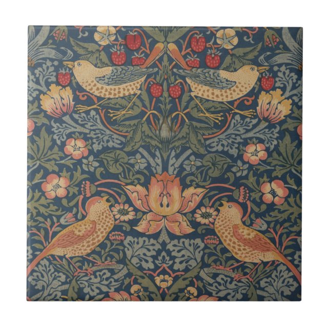 William Morris Strawberry Thieves Birds Tile (Front)