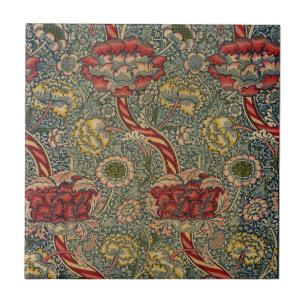 William Morris Stripes and Flowers   Tile