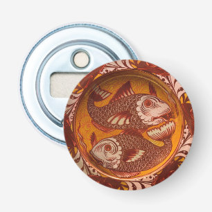 William Morris Style Arts and Crafts Red Fish Art Bottle Opener