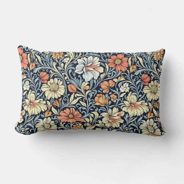 William Morris style floral acanthus pattern Lumbar Cushion (Front)