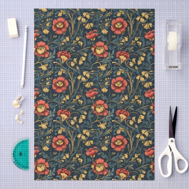 William Morris Style Floral Pattern Decoupage Tissue Paper (Craft)