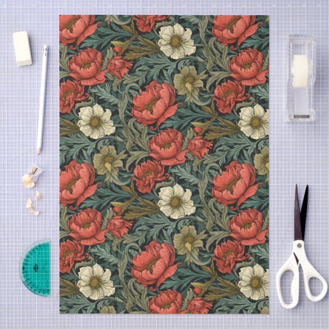William Morris Style Floral Pattern Decoupage Tissue Paper (Craft)
