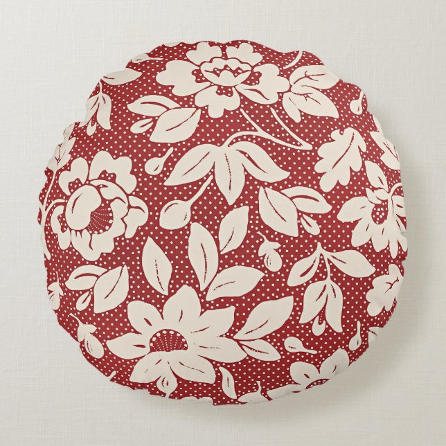 William Morris Style Floral Pattern Round Cushion (Front)