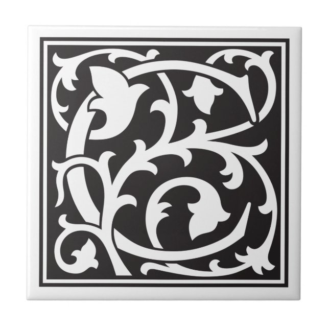 William Morris style initial letter C Tile (Front)