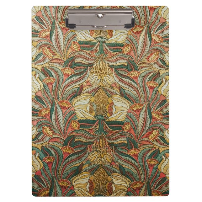 William Morris Style Pink Green Botanical Clipboard (Front)