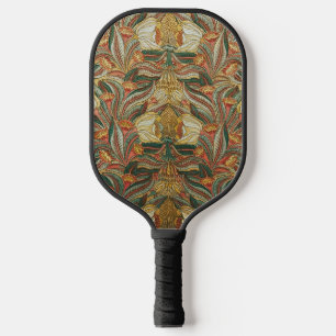 William Morris Style Pink Green Botanical Pickleball Paddle