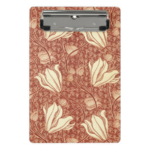 William Morris Style Red Lily Floral Pattern Mini Clipboard