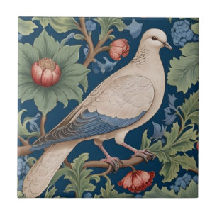 William Morris style Right facing Dove Bird Tile