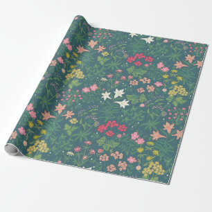 William Morris Style Spring Garden Floral Pattern  Wrapping Paper