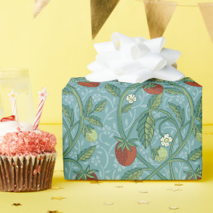 William Morris Style Strawberry Thief Floral Wrapping Paper