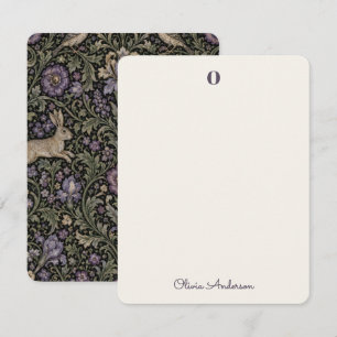 William Morris Style Vintage Rabbits Floral Name Card