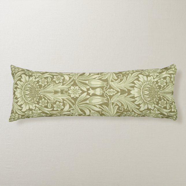 William Morris Sunflower Green Flower  Body Cushion (Front)