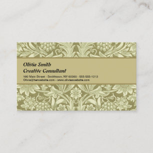 William Morris Sunflower Green Flower Business Card