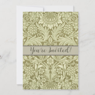 William Morris Sunflower Green Flower Invitation