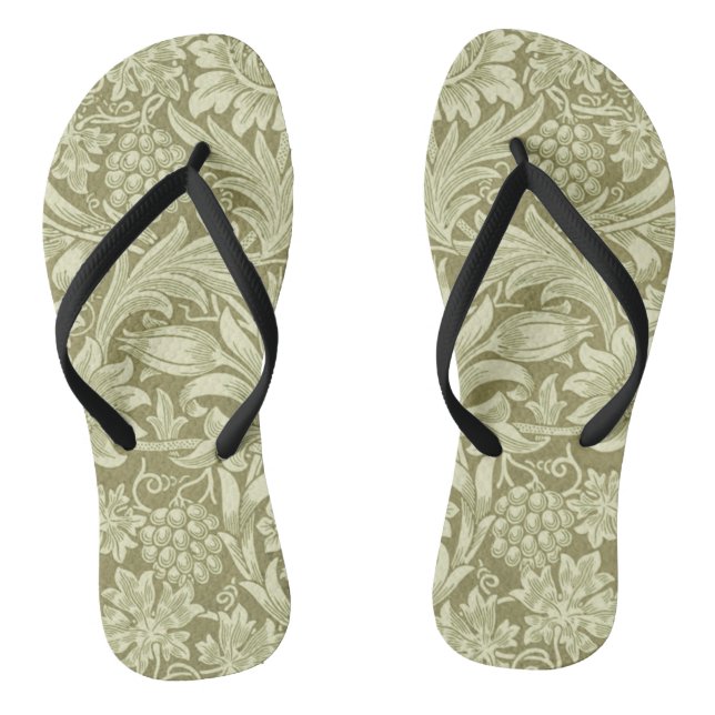 William Morris Sunflower Green Flower  Jandals (Footbed)